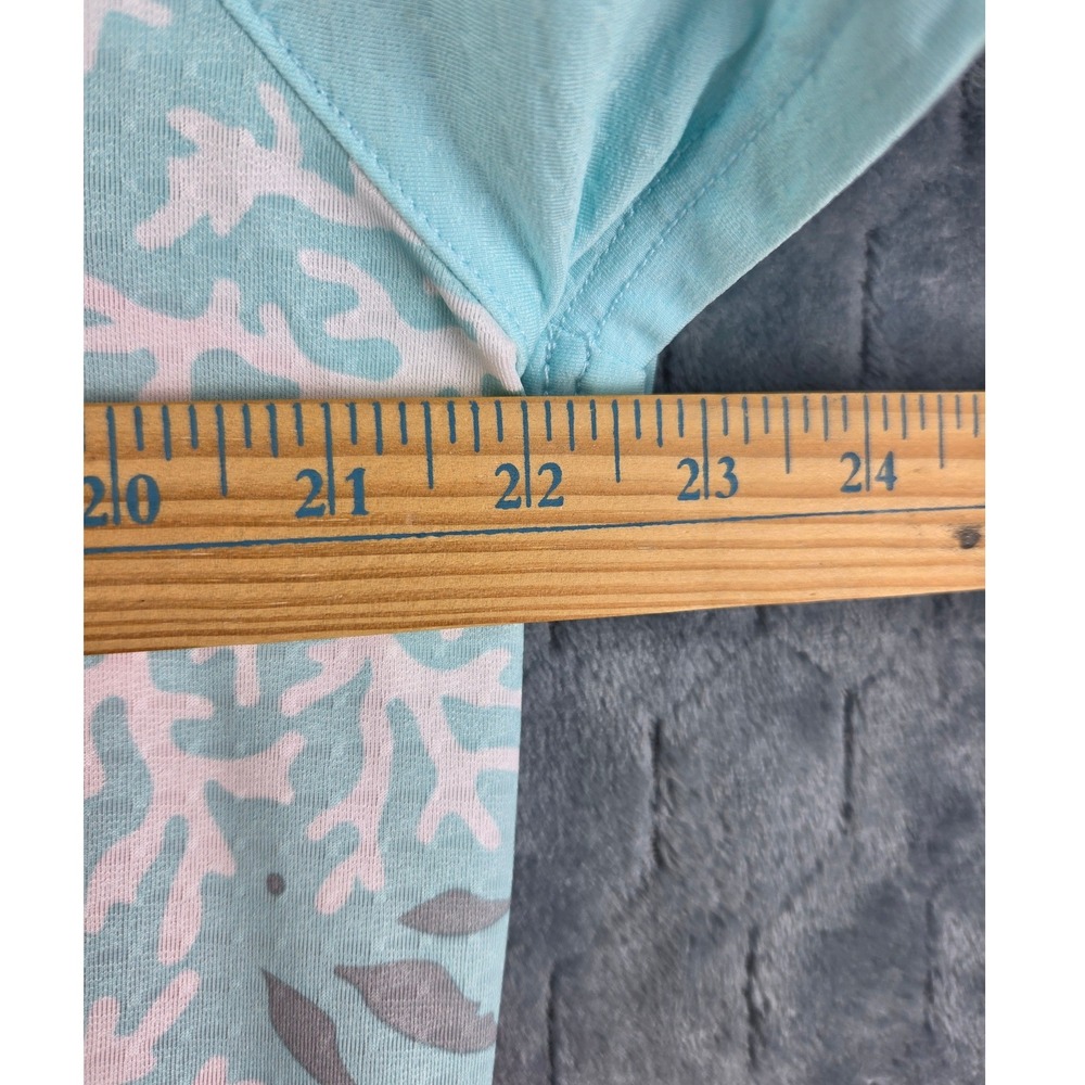 Bette & Court Womens XL Golf Polo Shirt White Aqua Pink Coral‎ Print 1/4 Zip Top - Picture 6 of 7
